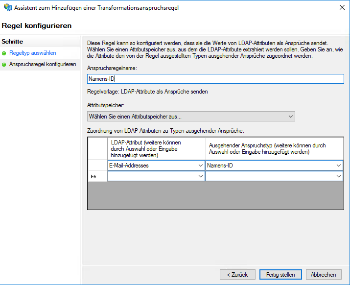 LDAP Regel konfigurieren