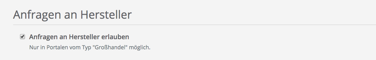 Anfrage an Hersteller im Portal konfigurieren